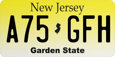 NJ license plate A75GFH