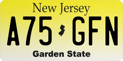 NJ license plate A75GFN