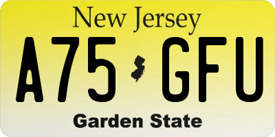 NJ license plate A75GFU