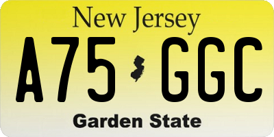 NJ license plate A75GGC