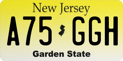 NJ license plate A75GGH