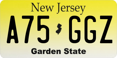 NJ license plate A75GGZ