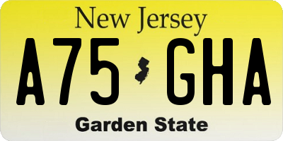 NJ license plate A75GHA