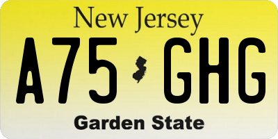 NJ license plate A75GHG