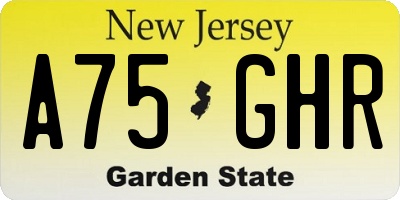 NJ license plate A75GHR