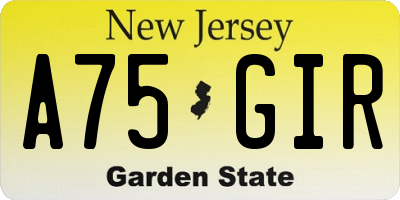 NJ license plate A75GIR