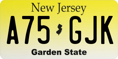 NJ license plate A75GJK