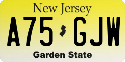 NJ license plate A75GJW