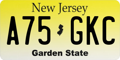NJ license plate A75GKC