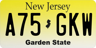 NJ license plate A75GKW
