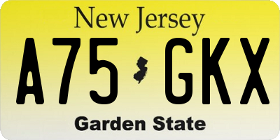 NJ license plate A75GKX