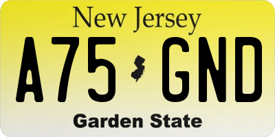 NJ license plate A75GND