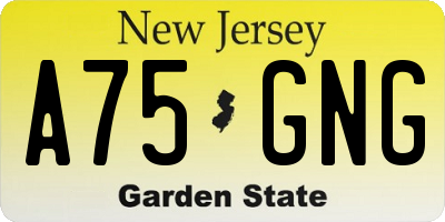 NJ license plate A75GNG
