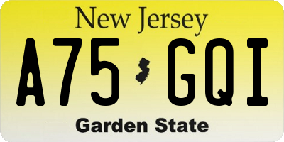 NJ license plate A75GQI