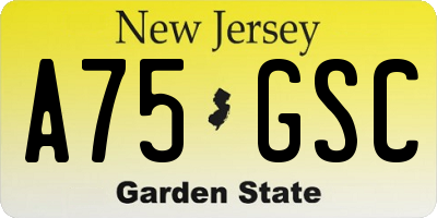 NJ license plate A75GSC