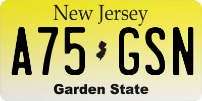 NJ license plate A75GSN