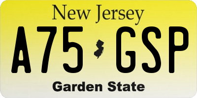 NJ license plate A75GSP
