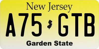 NJ license plate A75GTB