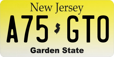 NJ license plate A75GTO