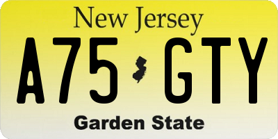 NJ license plate A75GTY