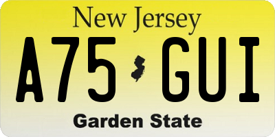 NJ license plate A75GUI