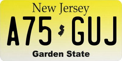 NJ license plate A75GUJ
