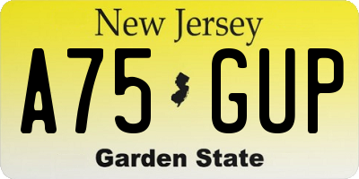 NJ license plate A75GUP