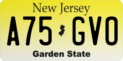 NJ license plate A75GVO