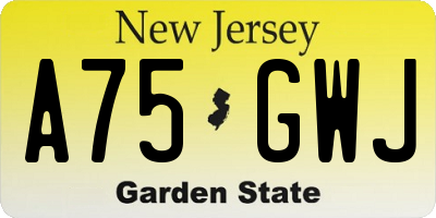 NJ license plate A75GWJ