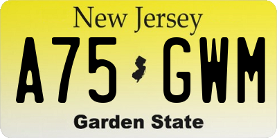 NJ license plate A75GWM