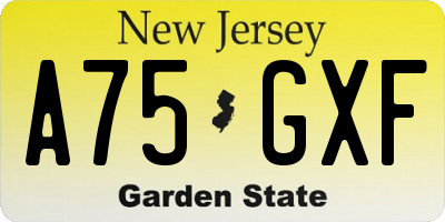 NJ license plate A75GXF
