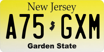 NJ license plate A75GXM