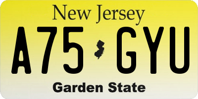 NJ license plate A75GYU
