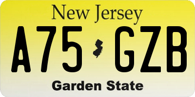 NJ license plate A75GZB