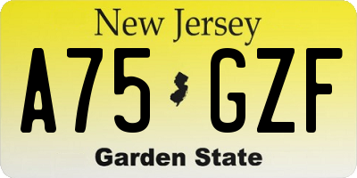 NJ license plate A75GZF