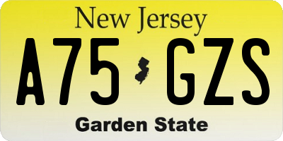 NJ license plate A75GZS