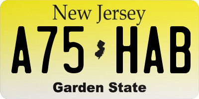 NJ license plate A75HAB