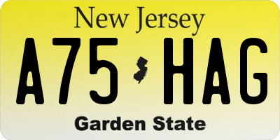 NJ license plate A75HAG