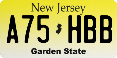 NJ license plate A75HBB