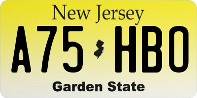 NJ license plate A75HBO