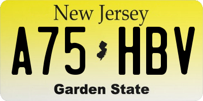 NJ license plate A75HBV