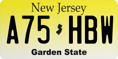 NJ license plate A75HBW