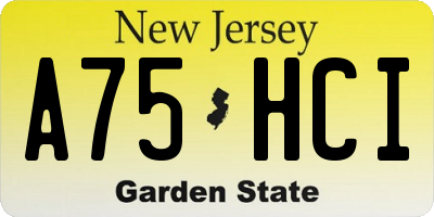 NJ license plate A75HCI