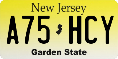 NJ license plate A75HCY