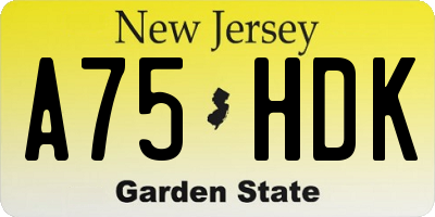 NJ license plate A75HDK