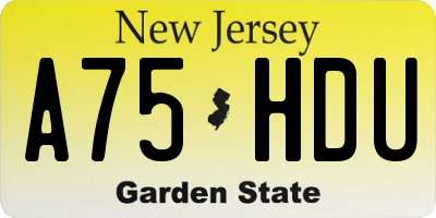 NJ license plate A75HDU