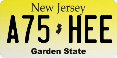 NJ license plate A75HEE