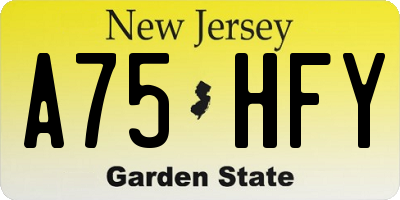 NJ license plate A75HFY