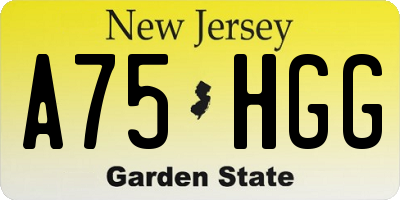 NJ license plate A75HGG