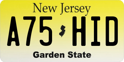 NJ license plate A75HID